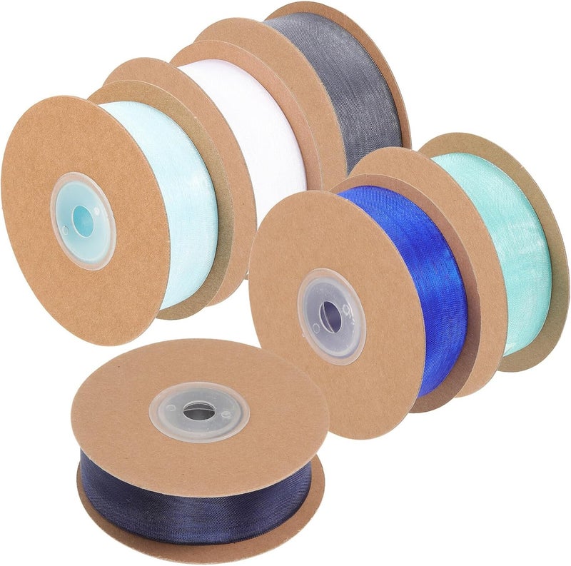 SUPVOX 6 Rolls 1-inch Wide Blue Organza Decorative Craft Ribbons for Wrapping DIY Accessories, Multi-Color Sheer Chiffon Ribbon Set for Wedding, Birthday Party, and Daily Packaging - Image 1