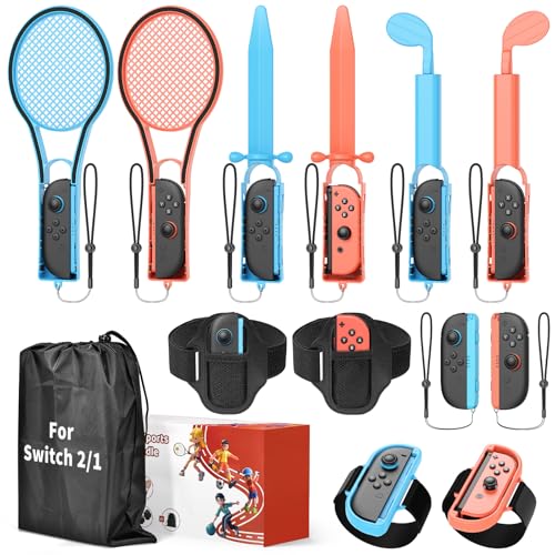 KOVA [𝗦𝘄𝗶𝘁𝗰𝗵 𝟮/𝟭 𝗖𝗼𝗺𝗽𝗮𝘁𝗶𝗯𝗹𝗲] Switch Sports Accessories Kit for Nintendo Switch 2(2025)/Switch 1/OLED,Family Party Game Bundle Set for Joy-Con 2 with Storage Carrying Bag for NS2 Sports - Image 1