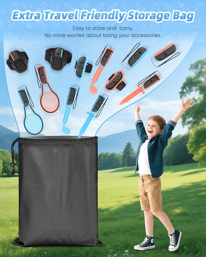 KOVA [𝗦𝘄𝗶𝘁𝗰𝗵 𝟮/𝟭 𝗖𝗼𝗺𝗽𝗮𝘁𝗶𝗯𝗹𝗲] Switch Sports Accessories Kit for Nintendo Switch 2(2025)/Switch 1/OLED,Family Party Game Bundle Set for Joy-Con 2 with Storage Carrying Bag for NS2 Sports - Image 3