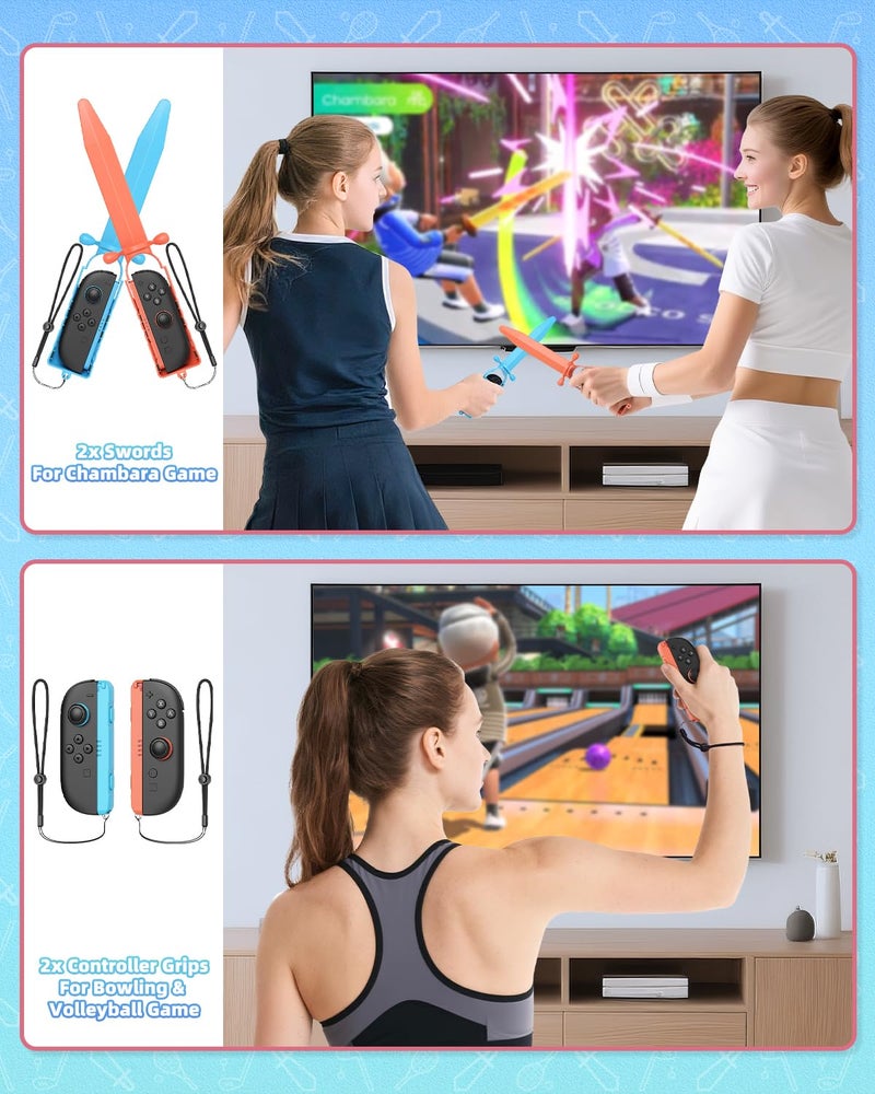 KOVA [𝗦𝘄𝗶𝘁𝗰𝗵 𝟮/𝟭 𝗖𝗼𝗺𝗽𝗮𝘁𝗶𝗯𝗹𝗲] Switch Sports Accessories Kit for Nintendo Switch 2(2025)/Switch 1/OLED,Family Party Game Bundle Set for Joy-Con 2 with Storage Carrying Bag for NS2 Sports - Image 5
