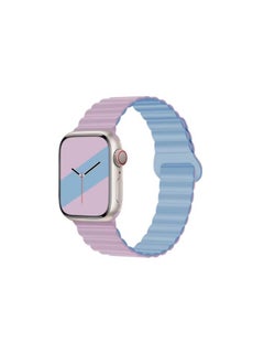 Silicone Loop Magnetic strap For Apple watch band 44mm 40mm 45mm 49mm 41mm 42 46mm Bracelet iWatch series 8 SE 6 7 Ultra 2 9 10 - Purple & Bluee