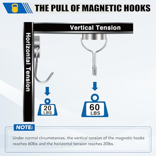 LOVIMAG Magnetic Hooks for Cruise Cabins, 60Lbs Swivel Magnetic Hooks Heavy Duty, Cruise Ship Essentials, Locker Accessories, Magnet Hook for Classroom, Refrigerator, Hanging, Grill -6 Pack - Image 5