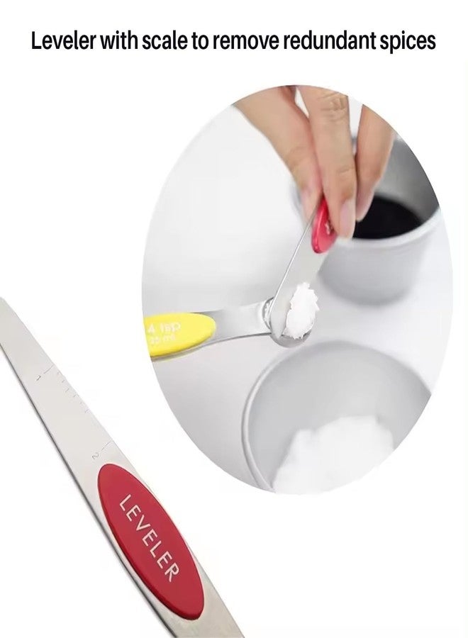 vigor path Set of 7 Stainless Steel Magnetic Measuring Spoons Set with Leveler - Stackable Tablespoon Measure Spoon for Baking and Cooking, Kitchen Gadgets for Apartment Essentials (Multicolor) - Image 3