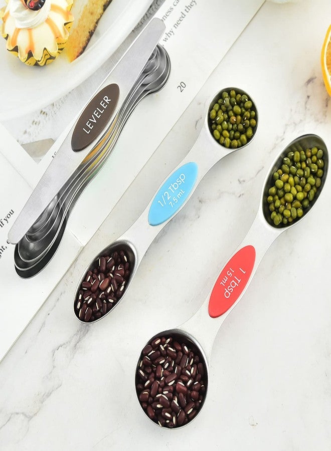 vigor path Set of 7 Stainless Steel Magnetic Measuring Spoons Set with Leveler - Stackable Tablespoon Measure Spoon for Baking and Cooking, Kitchen Gadgets for Apartment Essentials (Multicolor) - Image 4