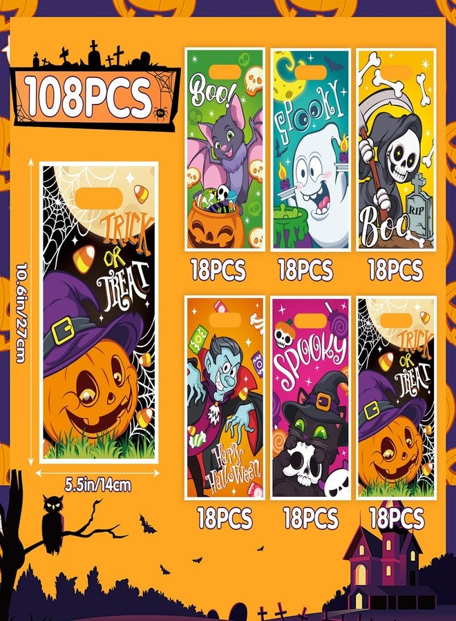 FOIMAS 108pcs Halloween Trick or Treat Bags,Pumpkin Ghost Candy Goodie Bags with Handles Plastic Halloween Party Gift Bag for Trick or Treat Party Favor Supply - Image 3