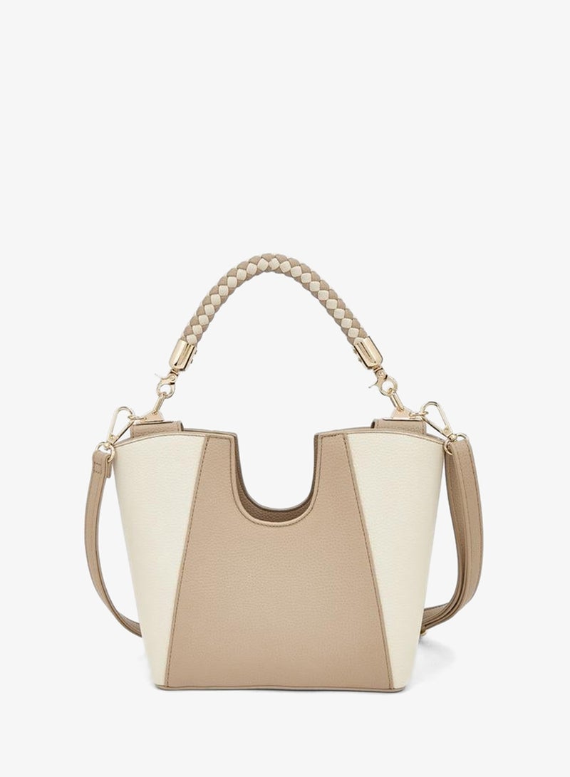 Flora Bella By Shoexpress Flora Bella Textured Tote Bag With Braided Handle - Image 5