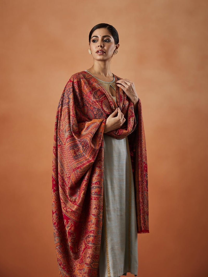 Pashmoda Women Surmai Kaani Wool Blend Kashmiri Shawl (Size: 101X203 CM) - Image 5