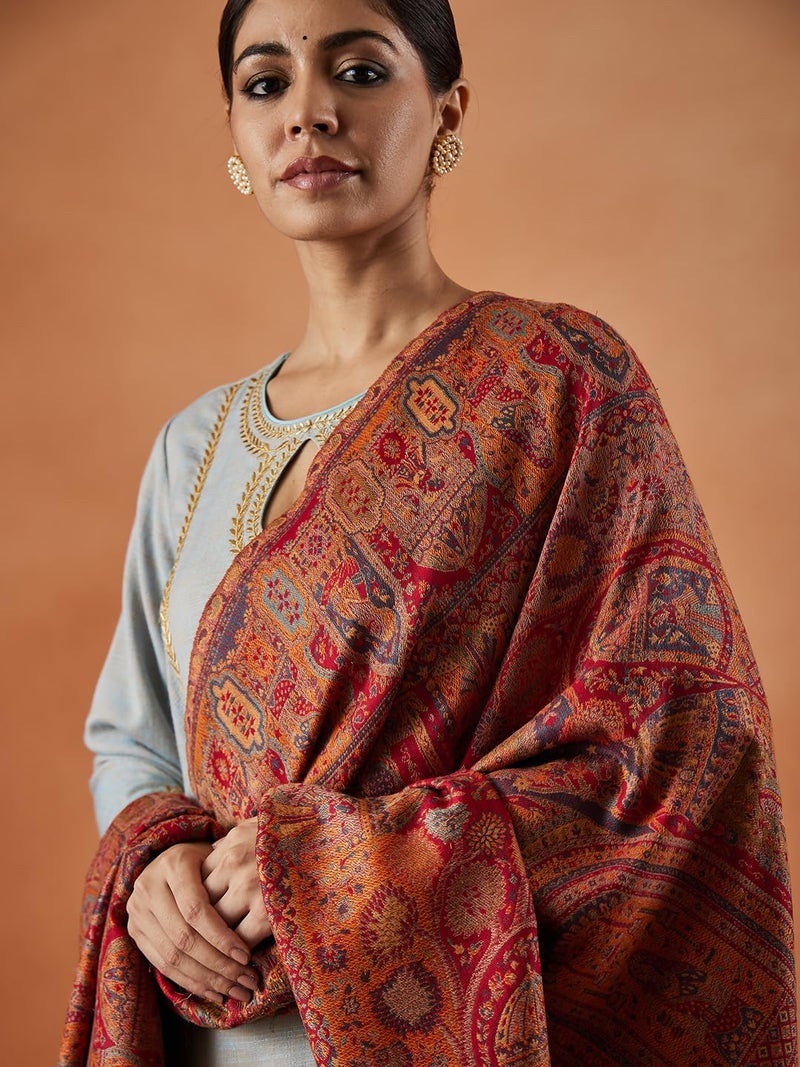 Pashmoda Women Surmai Kaani Wool Blend Kashmiri Shawl (Size: 101X203 CM) - Image 2