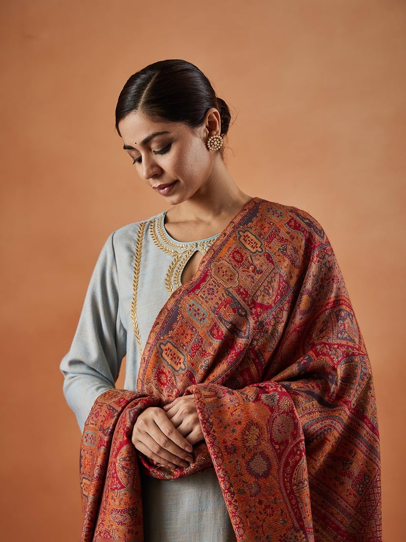 Pashmoda Women Surmai Kaani Wool Blend Kashmiri Shawl (Size: 101X203 CM) - Image 3