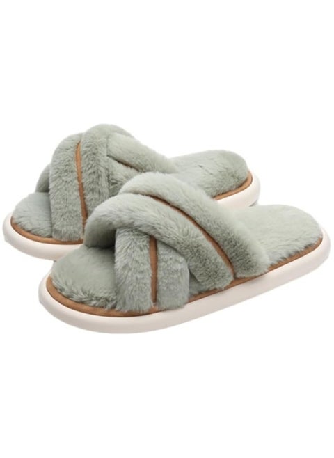 Triple Crossover Fluffy Bedroom Slipper