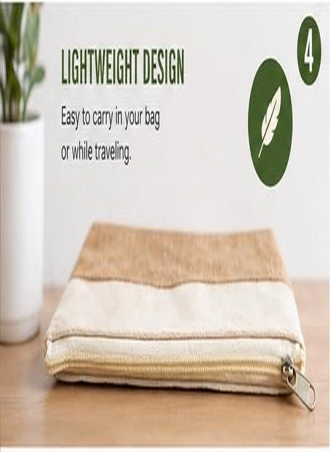 Jute & Cotton Zipper Pouch | Eco-Friendly Makeup & Travel Organizer Bag | Durable Multipurpose Storage Pouch for Cosmetics, Toiletries & Accessories (13 x 25 x 5 cm) - JK101 - Image 4