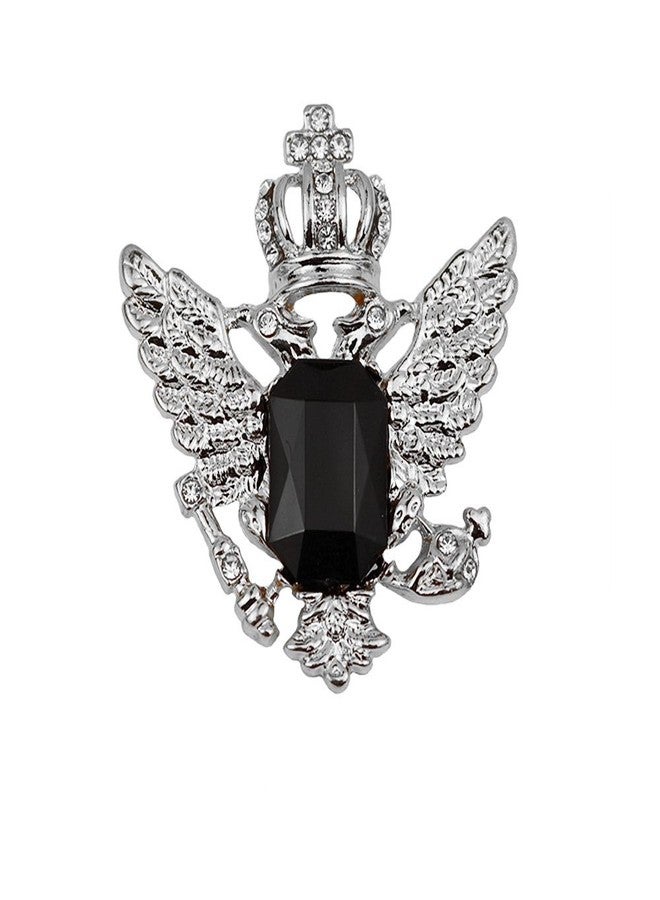 FURE Vintage Crown Wing Brooch (Antic Rhodium) for Men & Women - Image 1