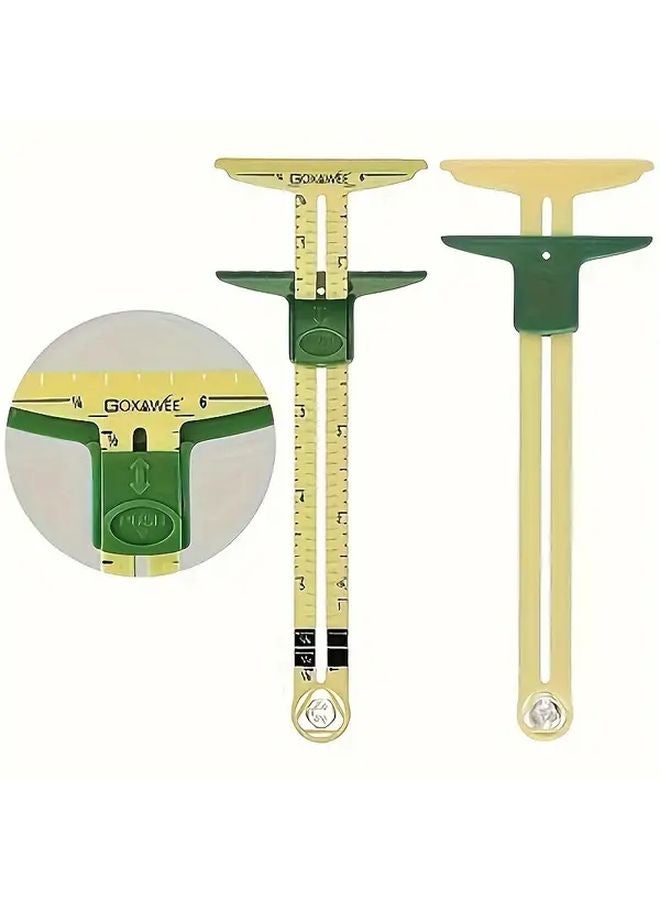 2Pcs Multifunctional 5 In 1 Sliding Gauge Quilting Ruler Plastic Drawing Sewing Tool - Image 1