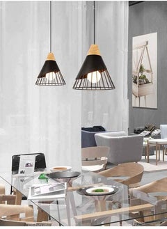 Goeco Retro Metal Pendant Light Black Cage E27 Industrial Pendant Lamp  - Image 3