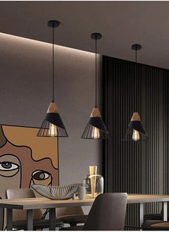 Goeco Retro Metal Pendant Light Black Cage E27 Industrial Pendant Lamp  - Image 2