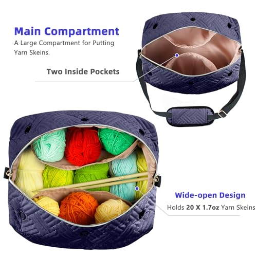 MYBAGZING Crochet Bag Organizer - Knitting Bag - Yarn Storage Organizer - Yarn Bag for Crocheting - Yarn Holder for Crochet Accessories, Crocheting & Knitting Gifts - Image 2