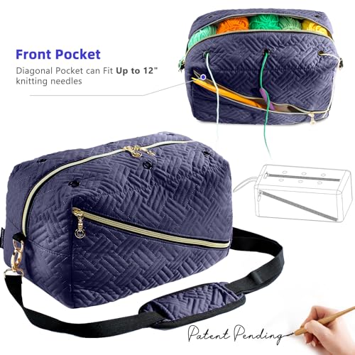 MYBAGZING Crochet Bag Organizer - Knitting Bag - Yarn Storage Organizer - Yarn Bag for Crocheting - Yarn Holder for Crochet Accessories, Crocheting & Knitting Gifts - Image 3