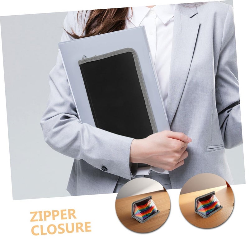 Compact Accordion File Organizer Expandable Zipper Closure Portable Folder For Documents Receipts Cards - Image 4
