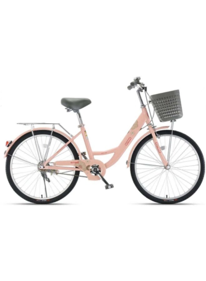 Qitong Bicycle with Basket 20 Inch Pink