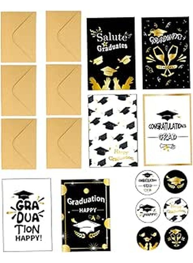 Graduation Greeting Cards Set Of 6 With Envelopes And Stickers For School Presents - Image 1