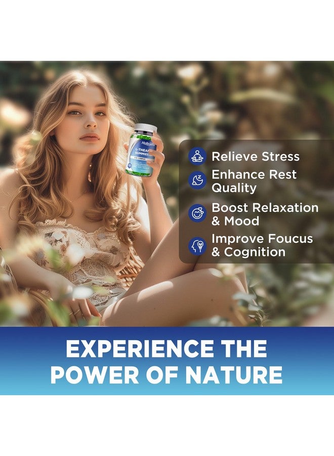 هوليجيند حلوى HOLLEGEND L-Theanine Gummies، l'theanine 400mg مع أشواغاندا، GABA، 5HTP، مكمل قابل للمضغ L-Theanine للاسترخاء ودعم التركيز، نباتي، بنكهة الليمون، 60 قطعة - Image 5