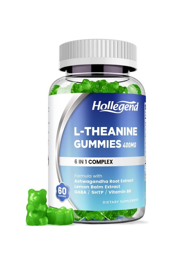 هوليجيند حلوى HOLLEGEND L-Theanine Gummies، l'theanine 400mg مع أشواغاندا، GABA، 5HTP، مكمل قابل للمضغ L-Theanine للاسترخاء ودعم التركيز، نباتي، بنكهة الليمون، 60 قطعة - Image 1