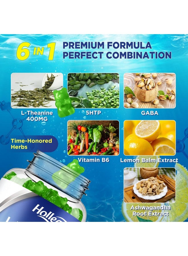 هوليجيند حلوى HOLLEGEND L-Theanine Gummies، l'theanine 400mg مع أشواغاندا، GABA، 5HTP، مكمل قابل للمضغ L-Theanine للاسترخاء ودعم التركيز، نباتي، بنكهة الليمون، 60 قطعة - Image 2