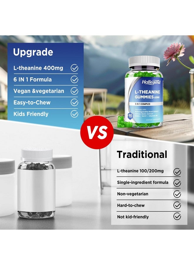 هوليجيند حلوى HOLLEGEND L-Theanine Gummies، l'theanine 400mg مع أشواغاندا، GABA، 5HTP، مكمل قابل للمضغ L-Theanine للاسترخاء ودعم التركيز، نباتي، بنكهة الليمون، 60 قطعة - Image 4