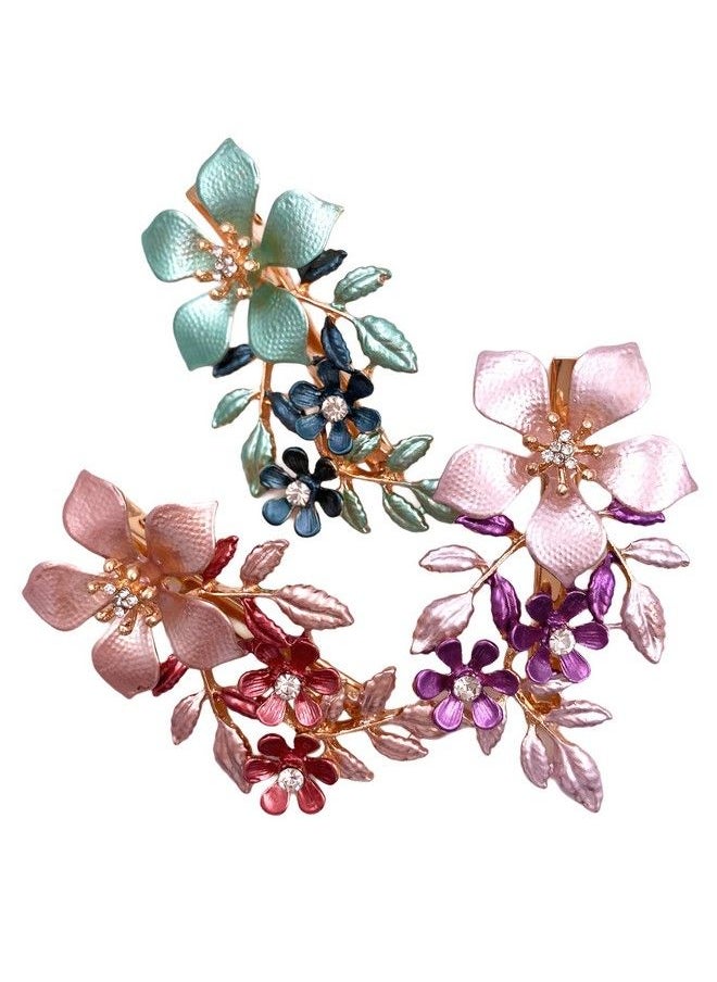 Lizzie Kay 3Pcs Large Flower Metal French Hair Styling Alligator Clips Accessories Women Girls  - Image 1