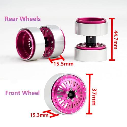 DJX CNC 1.3 inch Front Rear Dually Beadlock Wheels Rim for RC Crawler Car 1/24 Axial SCX24 F150 C10 1/18 Redcat Ascent18 Traxxas TRX4M RC Upgrades Parts(Silver) - Image 3