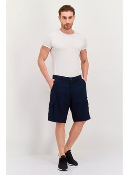 Burnside Men Solid Cargo Shorts, Navy  - Image 3