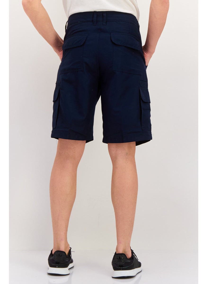 Burnside - Men Solid Cargo Shorts, Navy - Image 1