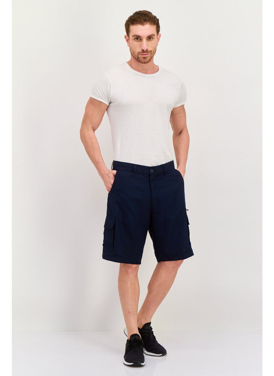 Burnside - Men Solid Cargo Shorts, Navy - Image 1