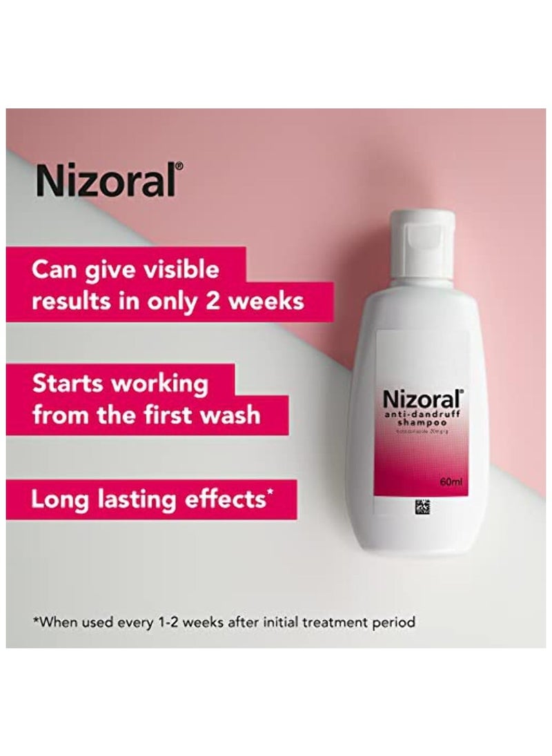 Nizoral - Nizoral Anti Dandruff Shampoo, Perfect for Dry Flaky and Itchy Scalp - 60 ml - Image 1