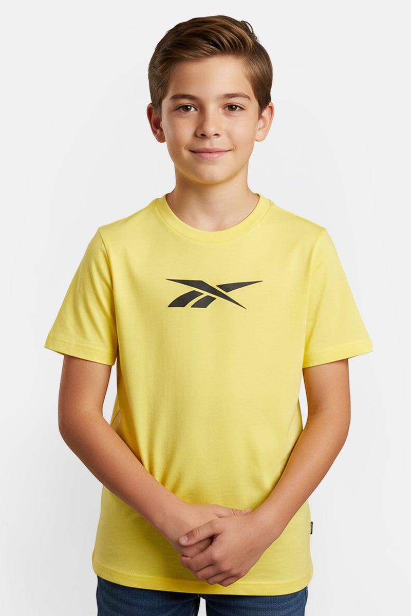 Reebok Kids Boy Crew Neck Short Sleeve Outdoor T-Shirt, Yellow - Image 1