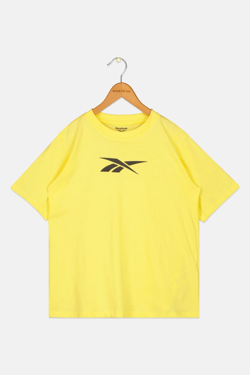 Reebok Kids Boy Crew Neck Short Sleeve Outdoor T-Shirt, Yellow - Image 3