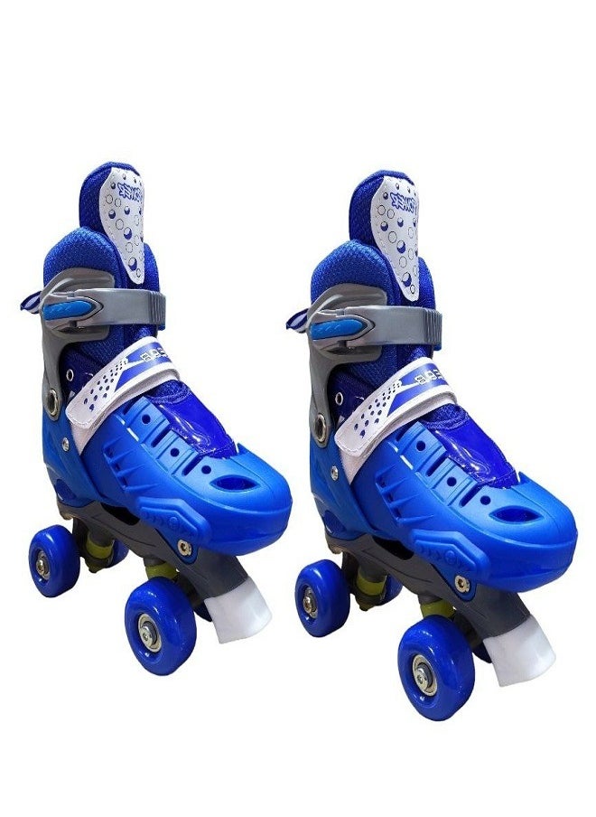 Generic - Adjustable Roller Skate Shoes 2-Rows 4-Wheels, Blue/White, Size Large 39-42 - Image 1