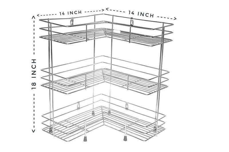 ASHLAS Stainless Steel Kitchen Trolley Fruits Vegetable Trolley Container Basket Organizer Holder Stand for Kitchen Multipurpose Kitchen Trolley with Wheel 3 L Corner - Image 2