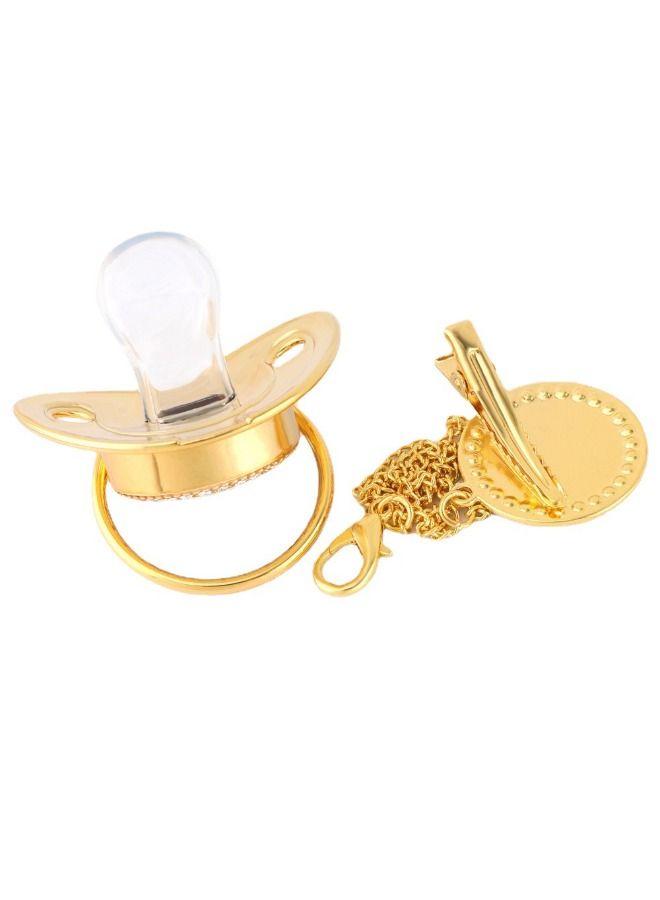 Baby Pacifier Alphabet Pacifier with Pacifier Clip, Curved Design Healthy Pacifier for 6 to 18 Months Baby Gold (Letter B) - Image 2