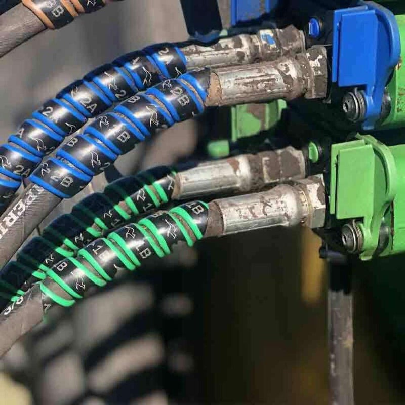 Outback Wrap Store -Hose Markers Hydraulic Hose Management Protector and Tagging Wraps for Farming and Agriculture Equipment, Tractors, Harvesters, Planters and Sprayers 2-Pair Green/Blue (Remotes 1-2) 18mm - Image 1