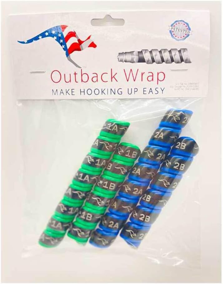 Outback Wrap Store -Hose Markers Hydraulic Hose Management Protector and Tagging Wraps for Farming and Agriculture Equipment, Tractors, Harvesters, Planters and Sprayers 2-Pair Green/Blue (Remotes 1-2) 18mm - Image 3