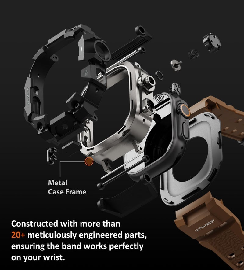 ULTIMAL Rugged Case with Band for Apple Watch 49mm,Compatible with Apple Watch Ultra 3/2/1, Military Grade Shockproof Bumper Cover for iWatch Tactical Band Men (Coffee Brown, 49mm) - Image 5