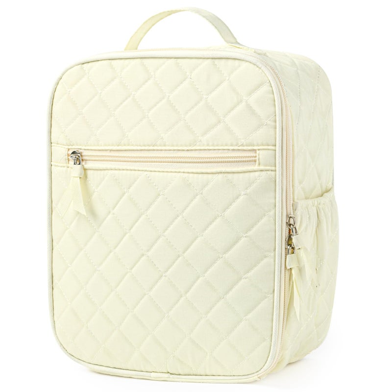 Aileam Lunch Box Lunch Bag for Women Cute Girls Lunch Box Insulated Womens Lunch Bag For Work Quilted Large Capacity Reusable Insulated Cooler for Work School Picnic Travel, Cream White - Image 1