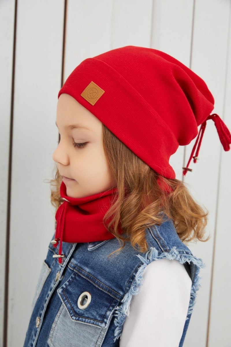 Babygiz Girl's Red String Hat Beret Neck Collar Set Cotton Camisole  - Image 3