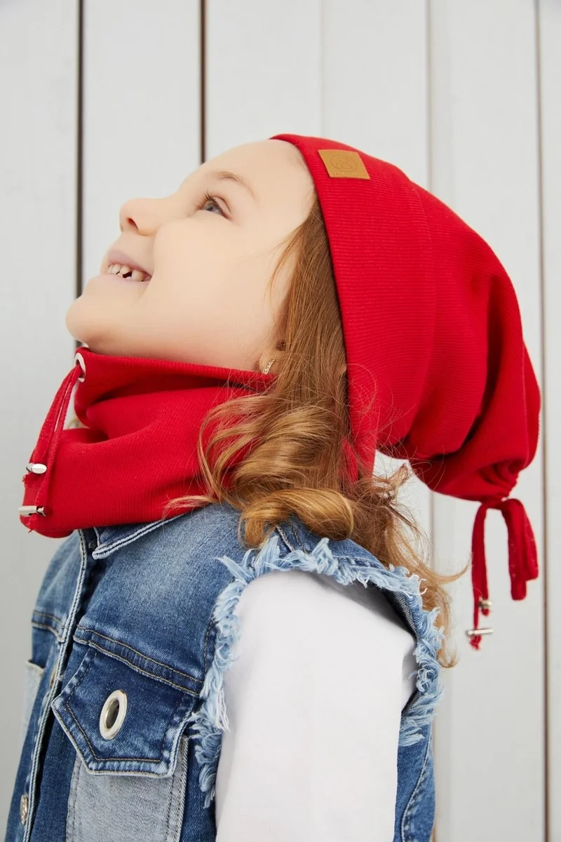 بيبيجيز Girl's Red String Hat Beret Neck Collar Set Cotton Camisole