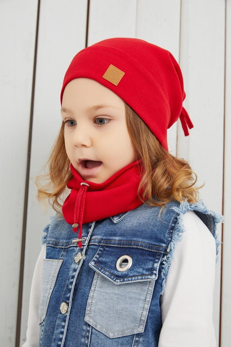 Babygiz Girl's Red String Hat Beret Neck Collar Set Cotton Camisole  - Image 5