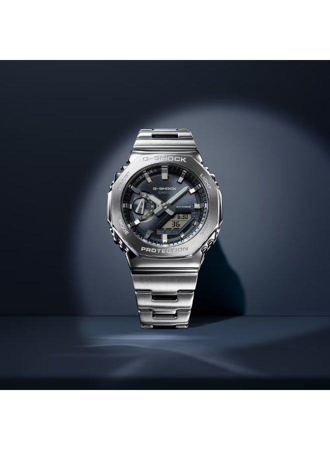 Casio G-Shock GM-2110D-8A Analog Digital Men's Watch Stainless Steel 200M Water Resistant Grey Dial - Image 2