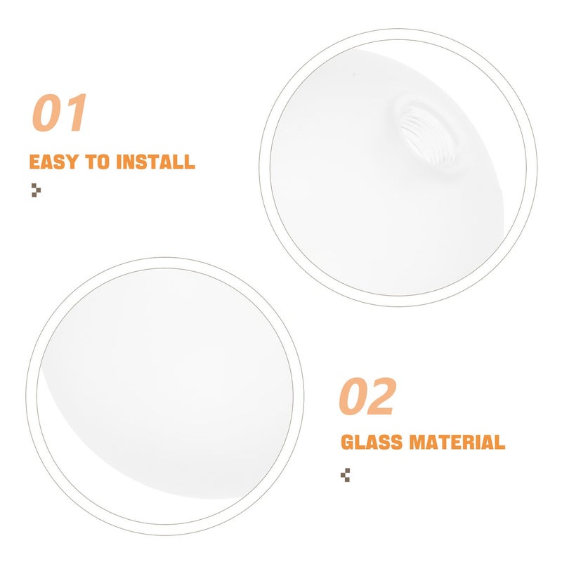 Frosted Glass Lamp Shade Round Globe Replacement Screw Base For Pendant Table Lights - Image 3