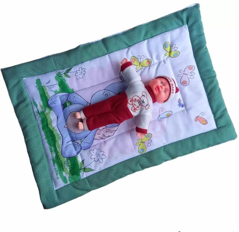 SmallBerry™ Combo Newborn Baby Pom Pom Cotton Baby Bed | Godari | Cradle Bed | Crib Sheet | Changing Mat Baby Godadi | Godari | Bedding Set | Mattress_Hippo - Image 3