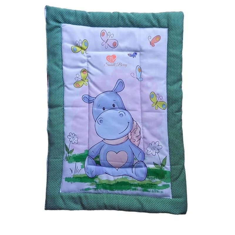 SmallBerry™ Combo Newborn Baby Pom Pom Cotton Baby Bed | Godari | Cradle Bed | Crib Sheet | Changing Mat Baby Godadi | Godari | Bedding Set | Mattress_Hippo - Image 1